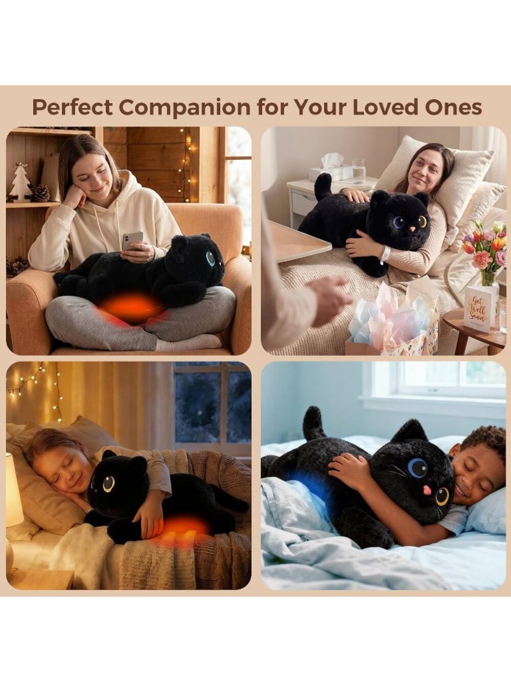 Black Cat Weighted Plush 2-5 Lbs 23" Microwavable Heatable Coolable Toy - Picture 5 of 6